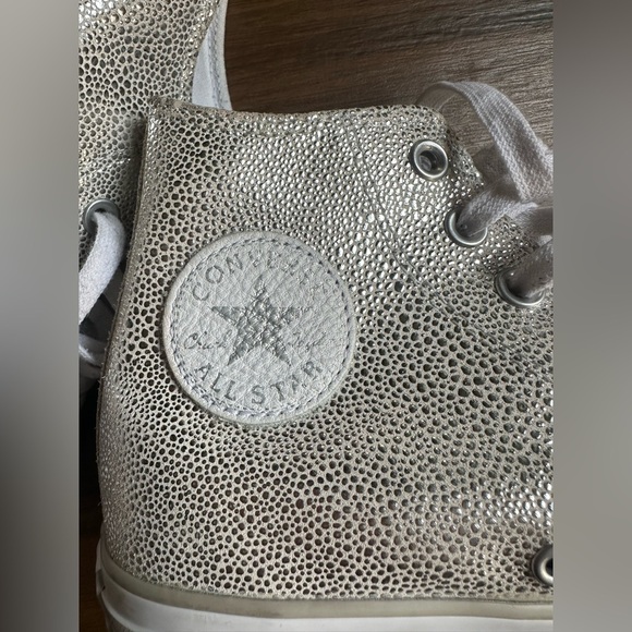 Converse Chuck Taylor All Star Hi Top Silver Metallic Sneakers Women's Size 9 - Picture 7 of 8
